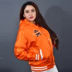 orange varsity jacket