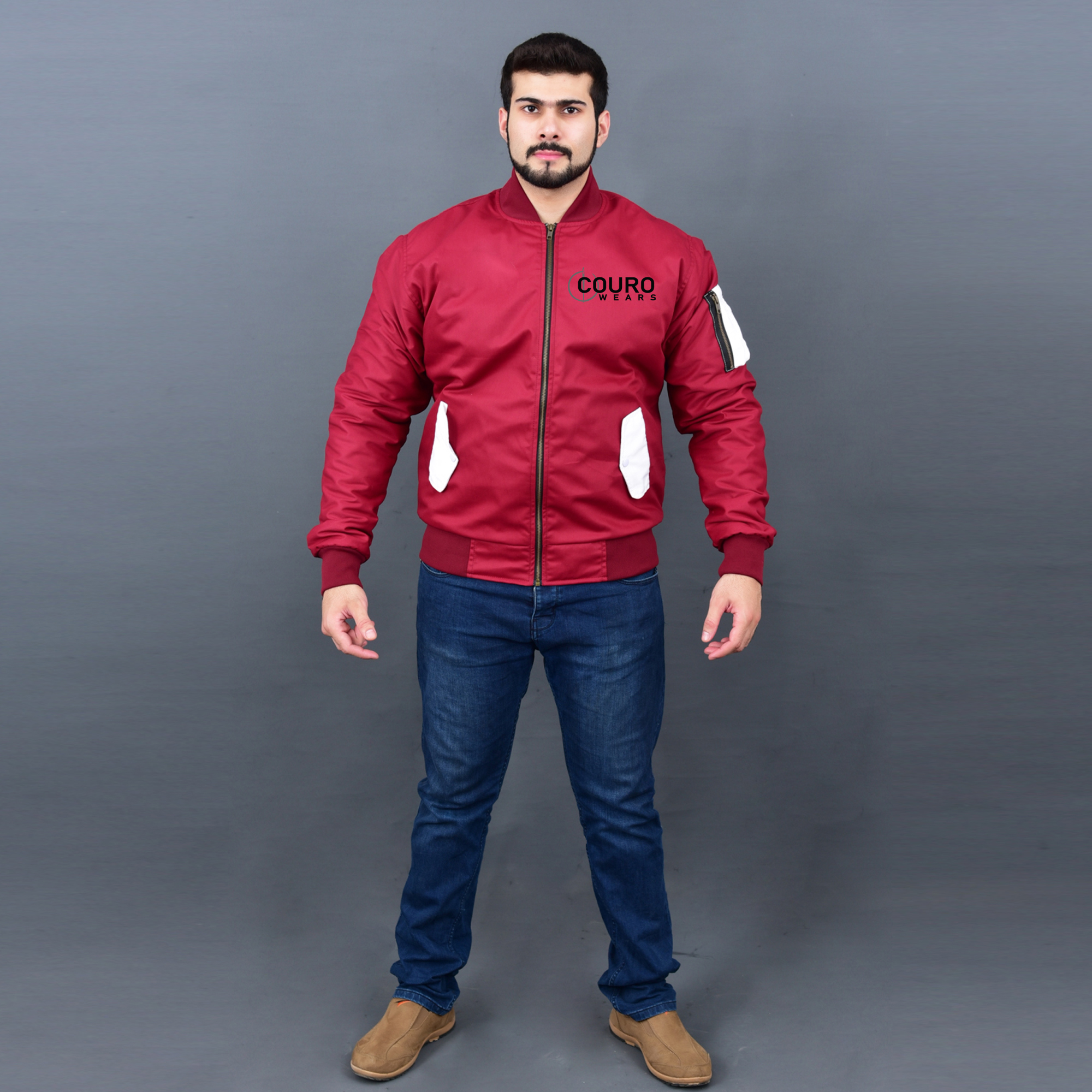 red bomber jacket