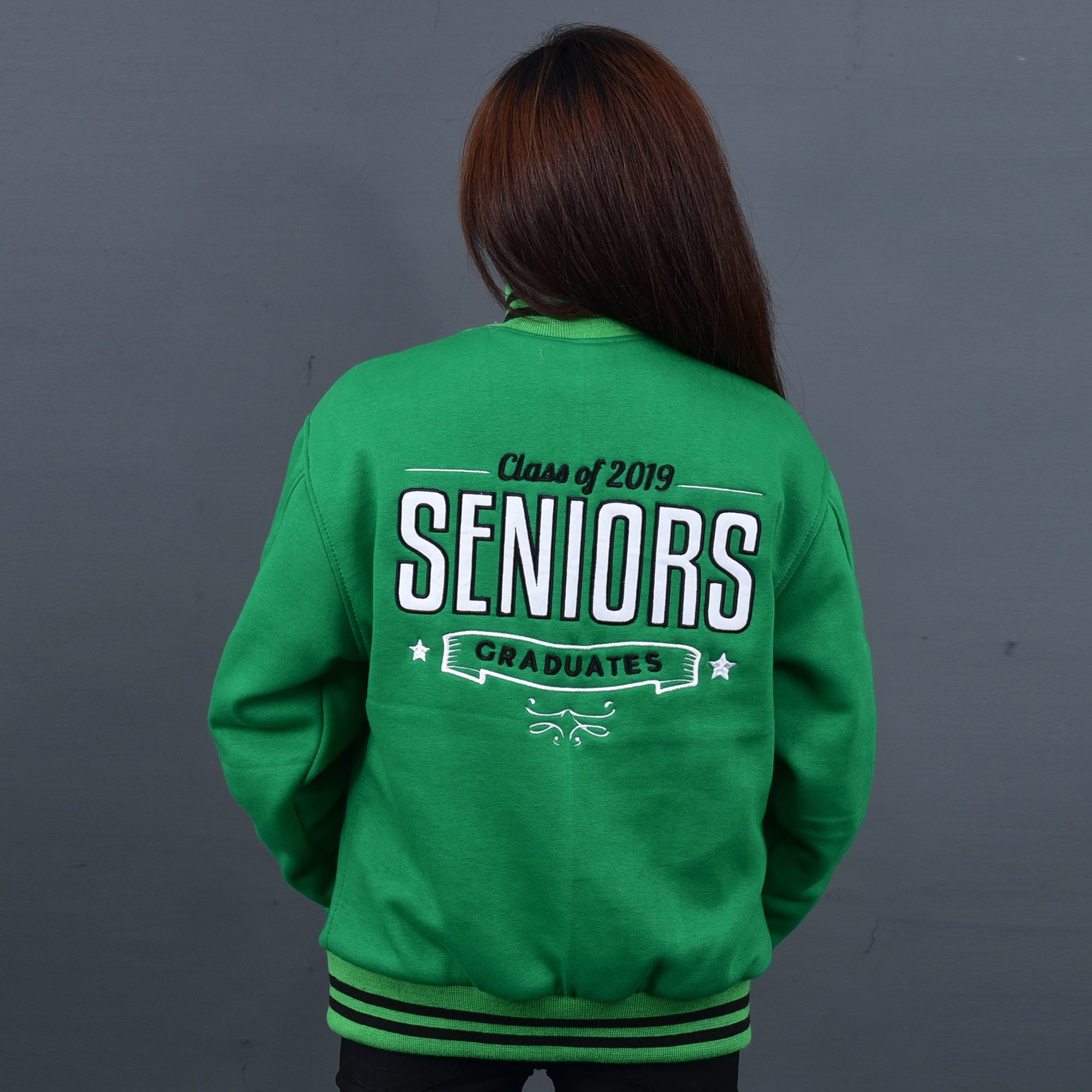 green varsity jacket